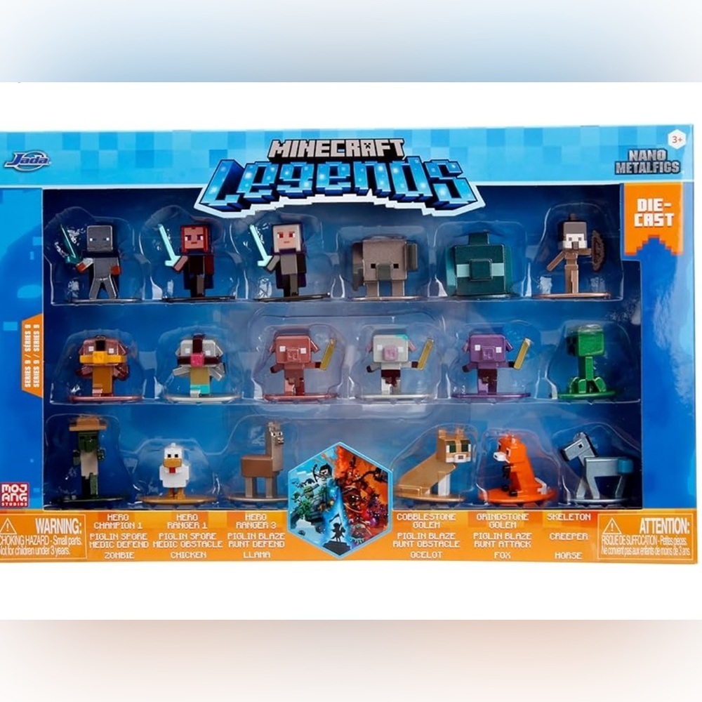 Minecraft Legends 1.65" 18-Pack Die-Cast Figures Nano Metalfigs
